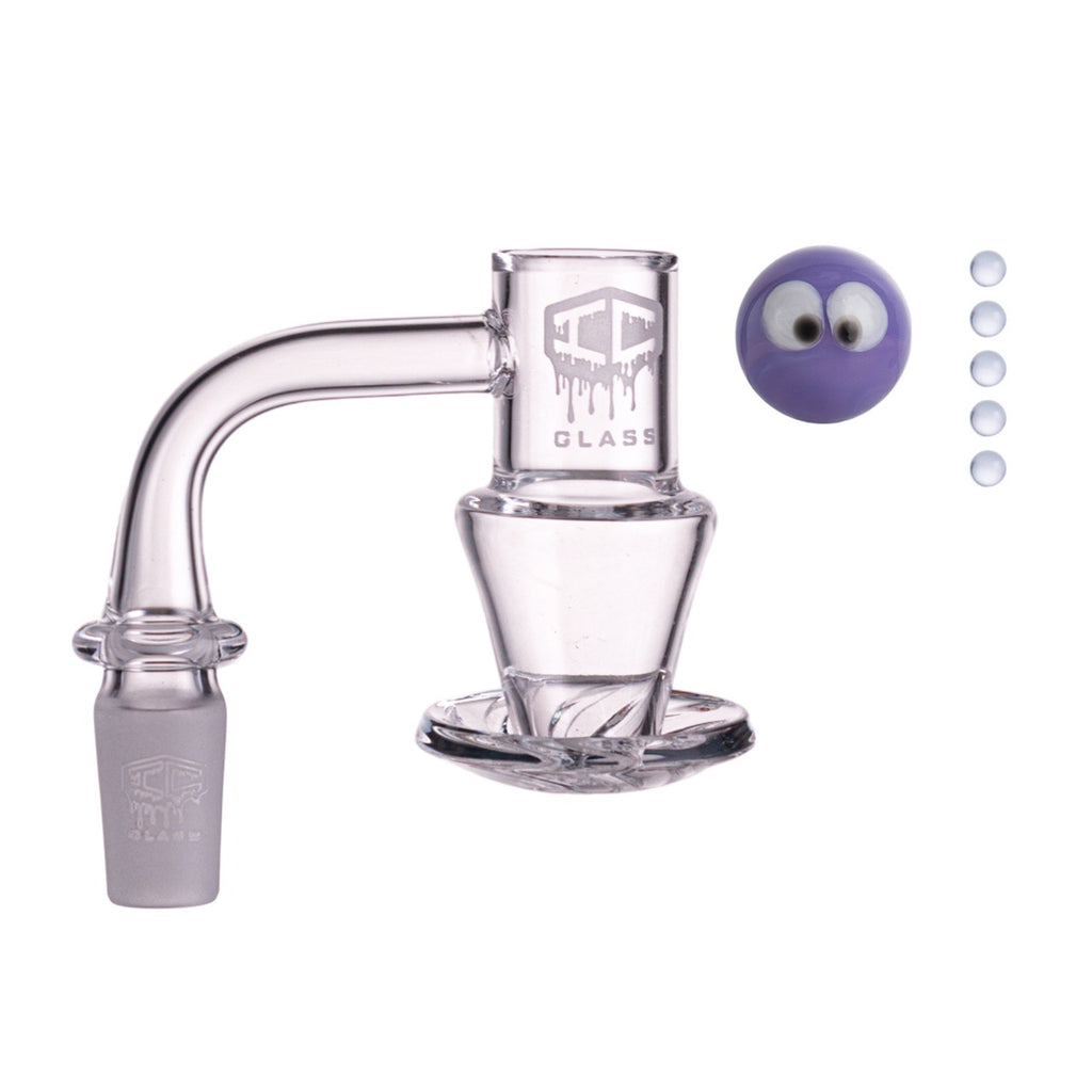 IC Glass - Agassiz | 14mm 90D Quartz Banger | Includes Carb Cap, Terp Balls & Sticker | 5 Colors