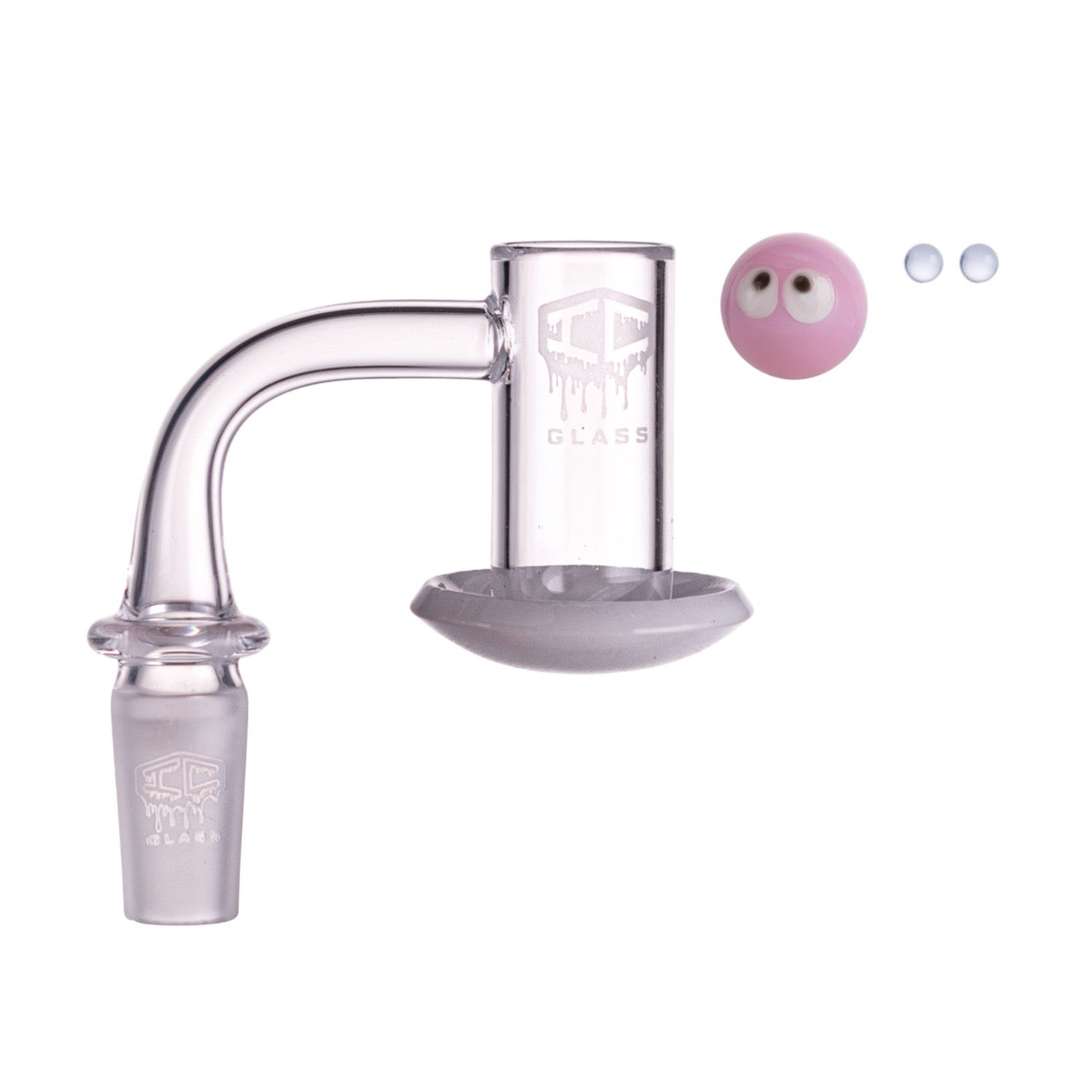 IC Glass - Carrie | 14mm 90D Quartz Banger | Includes Carb Cap, Terp Balls & Sticker | 5 Colors