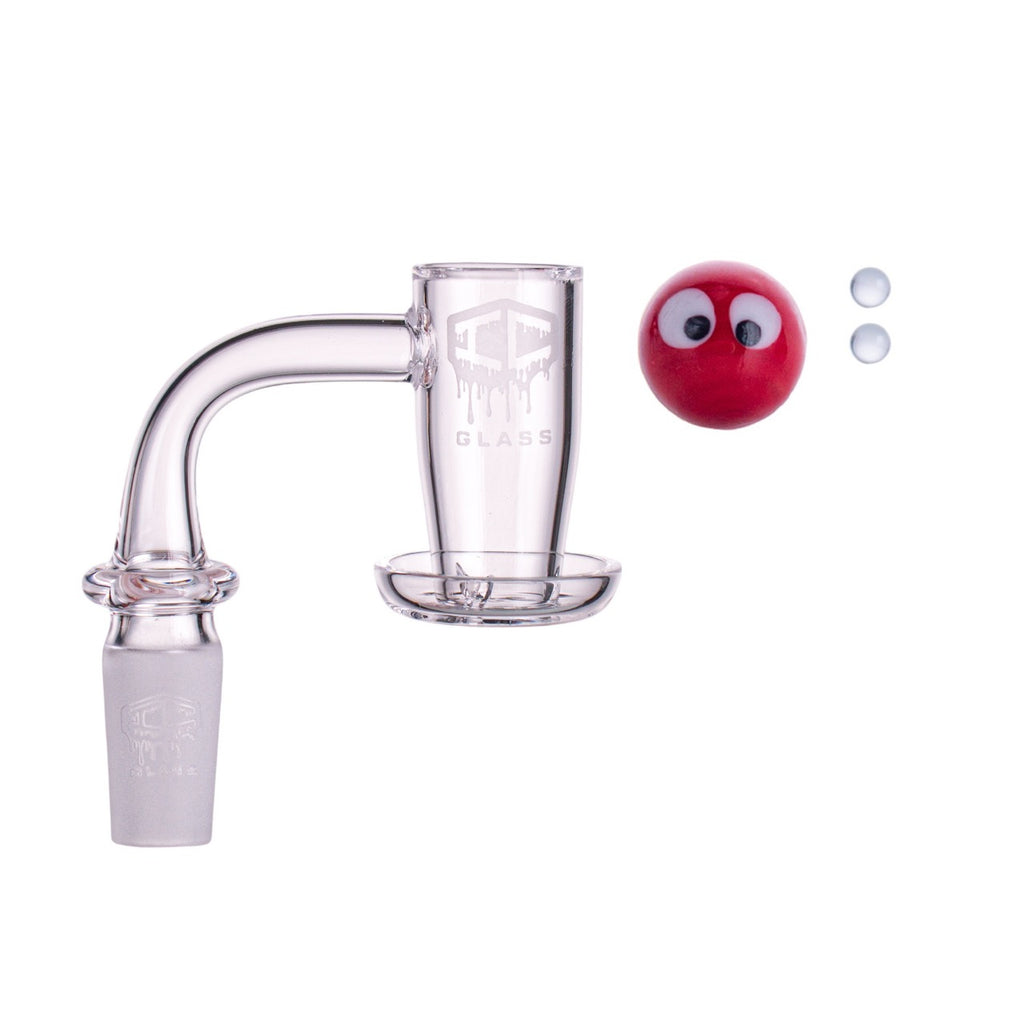 IC Glass - Herron | 14mm 90D Quartz Banger | Includes Carb Cap, Terp Balls & Sticker | 5 Colors