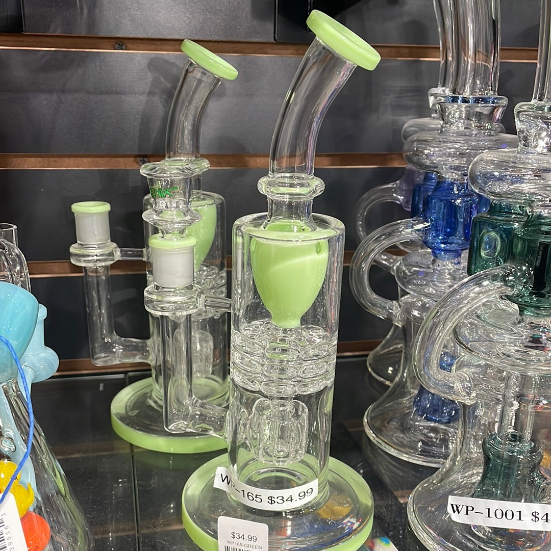 Water Pipe - Corn Design in center | 9" WP165 | MILKY GREEN Main image
