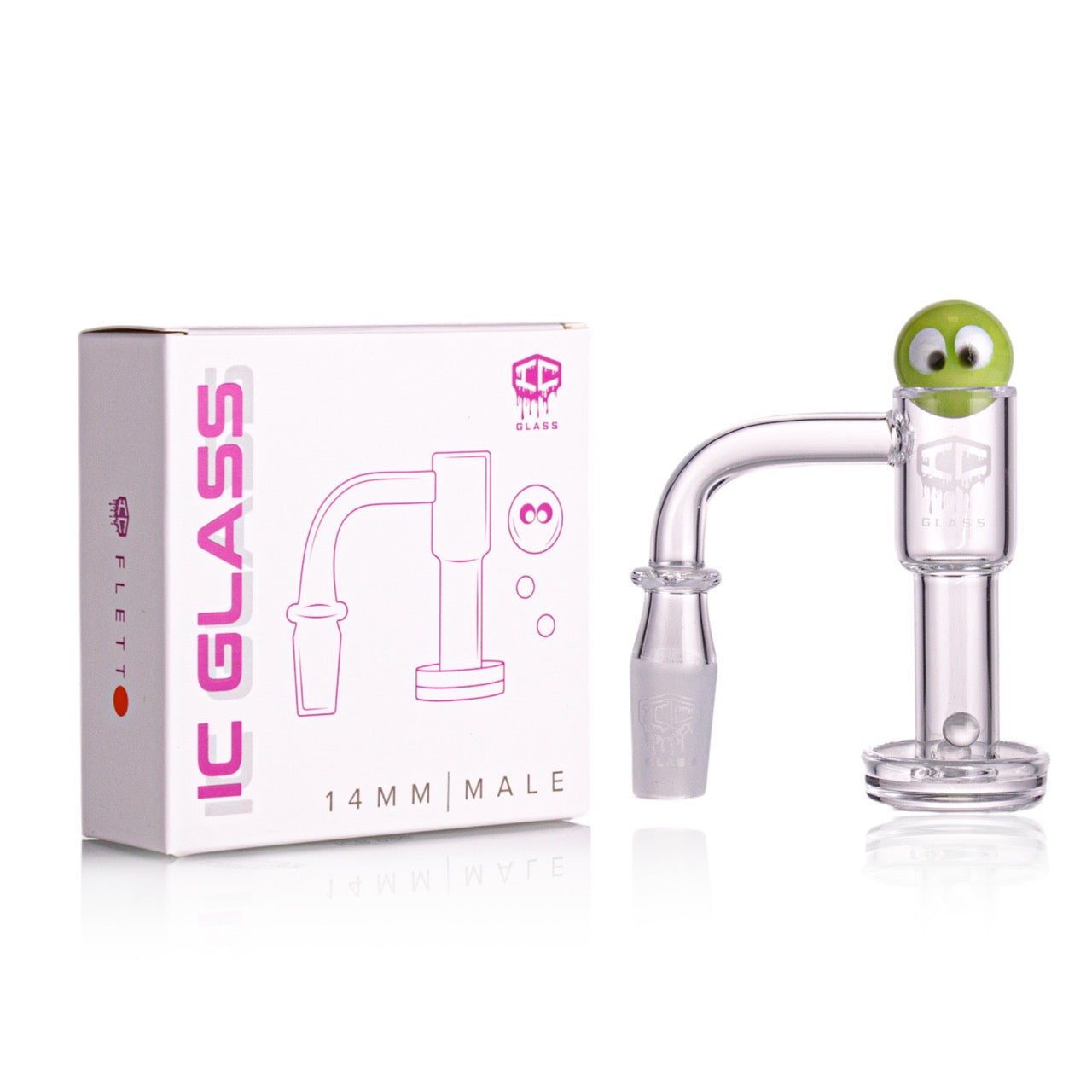 IC Glass - Flett | 14mm 90D Quartz Banger | Includes Carb Cap, Terp Balls & Sticker | 5 Colors