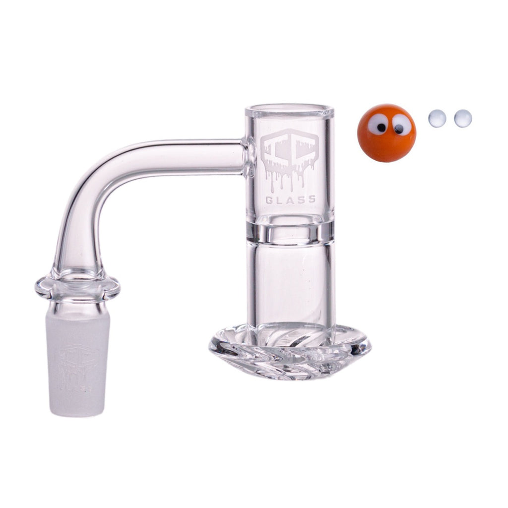 IC Glass - Variegated | 14mm 90D Quartz Banger | Includes Carb Cap, Terp Balls & Sticker | 5 Colors