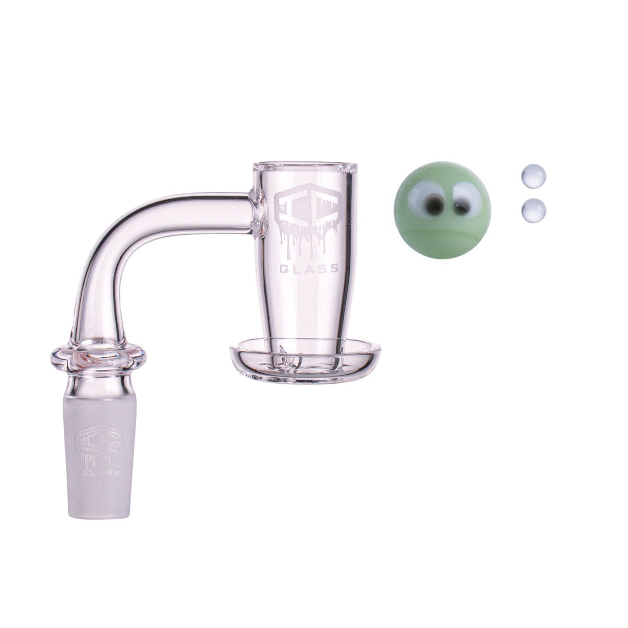 IC Glass - Herron | 14mm 90D Quartz Banger | Includes Carb Cap, Terp Balls & Sticker | 5 Colors
