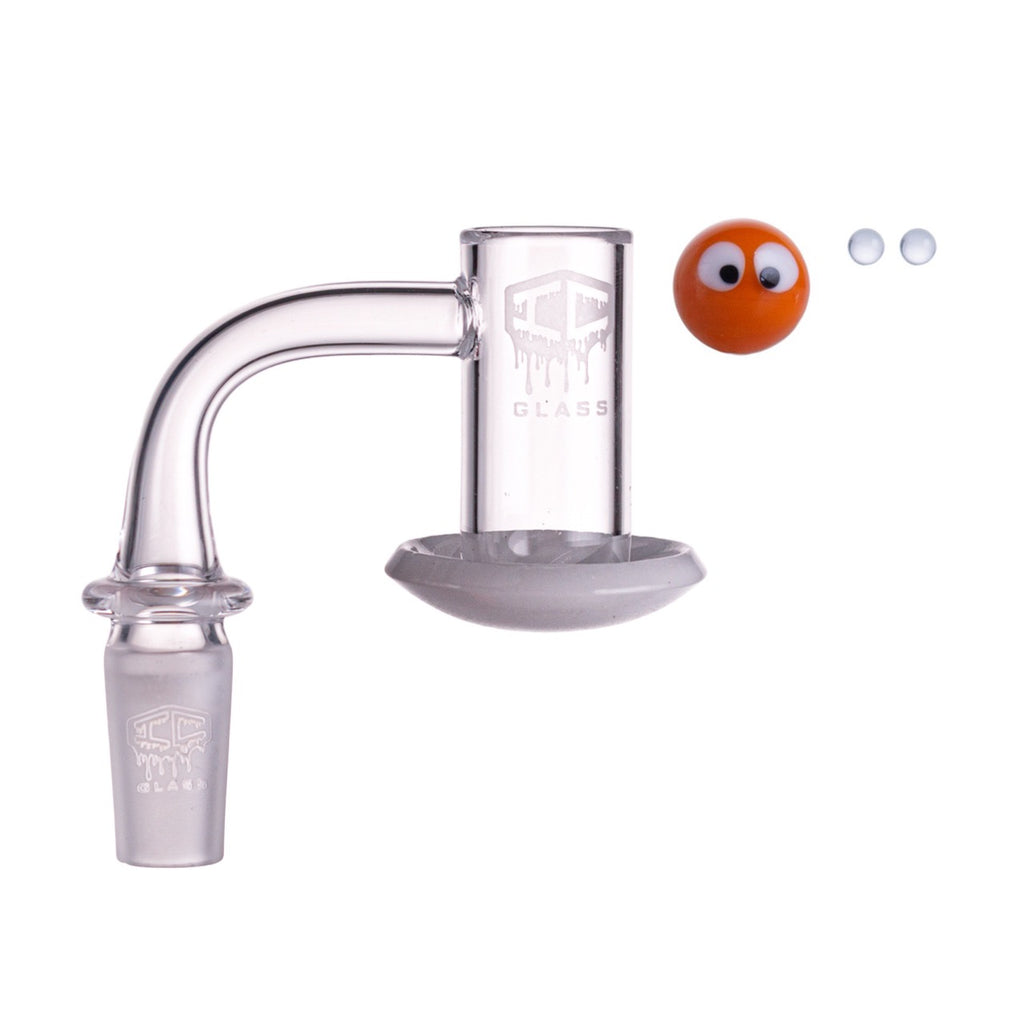 IC Glass - Carrie | 14mm 90D Quartz Banger | Includes Carb Cap, Terp Balls & Sticker | 5 Colors
