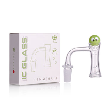 IC GLASS - PETERS | 14mm Male 90D Banger| Includes Carb Cap, Terp Balls & Sticker | ICB1004