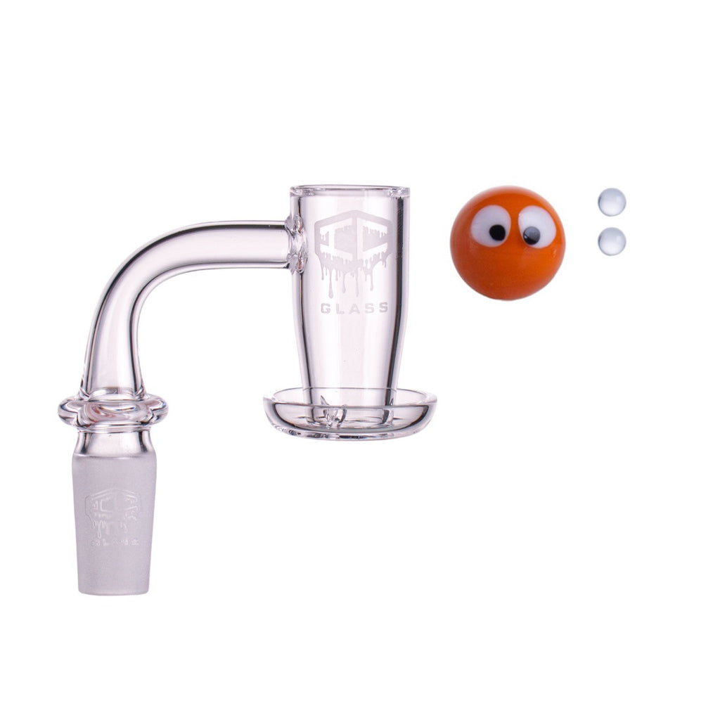 IC Glass - Herron | 14mm 90D Quartz Banger | Includes Carb Cap, Terp Balls & Sticker | 5 Colors