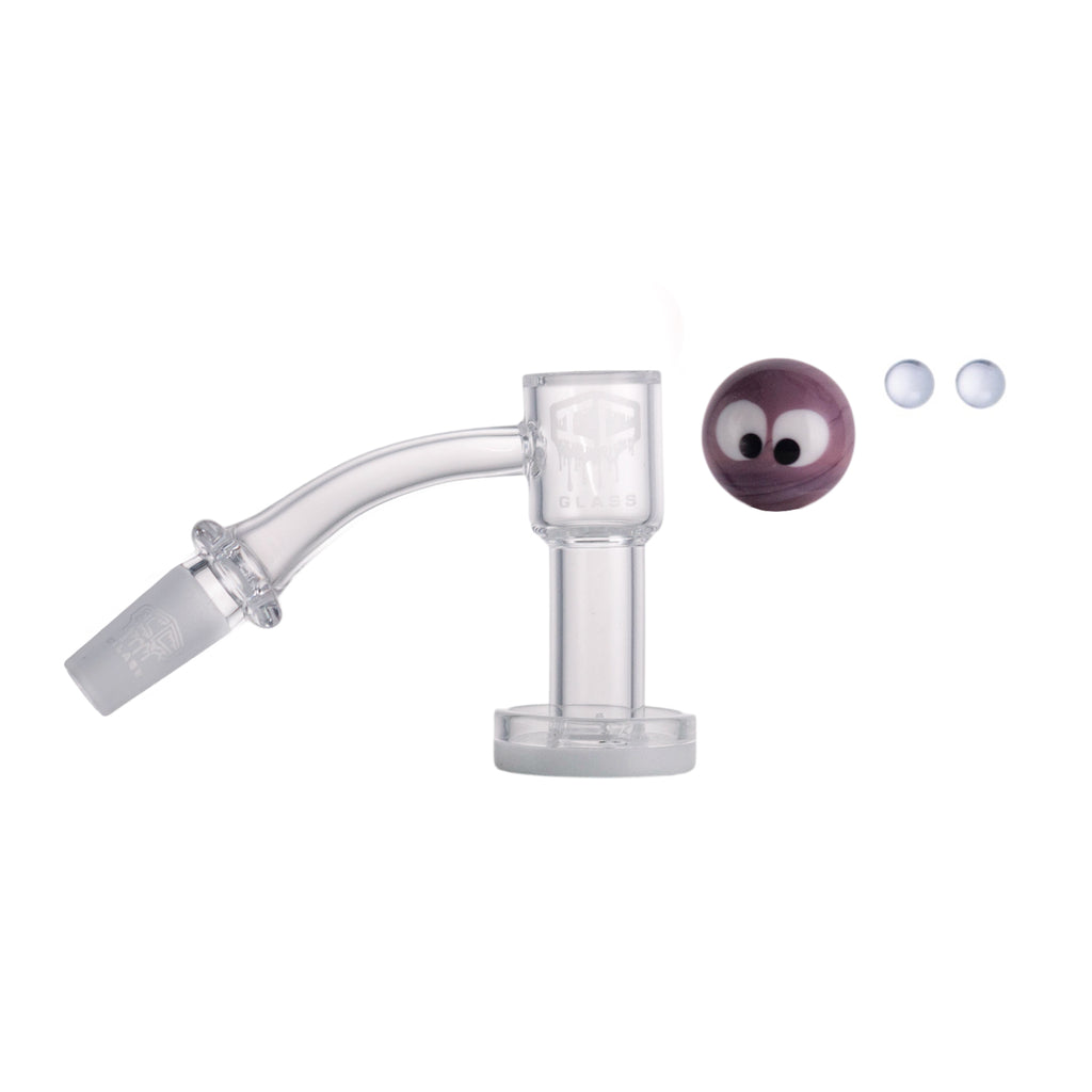 IC Glass - Fairchild | 10mm 45D Quartz Banger | Includes Carb Cap, Terp Balls & Sticker