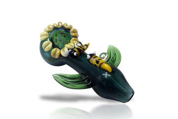 KICKBACK GLASS - Honey Bee Design Hand Pipe | Available in 3 colors