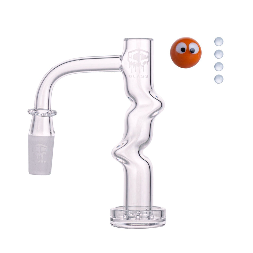 IC Glass - Emmons | 14mm 90D Quartz Banger | Includes Carb Cap, Terp Balls & Sticker | 5 Colors