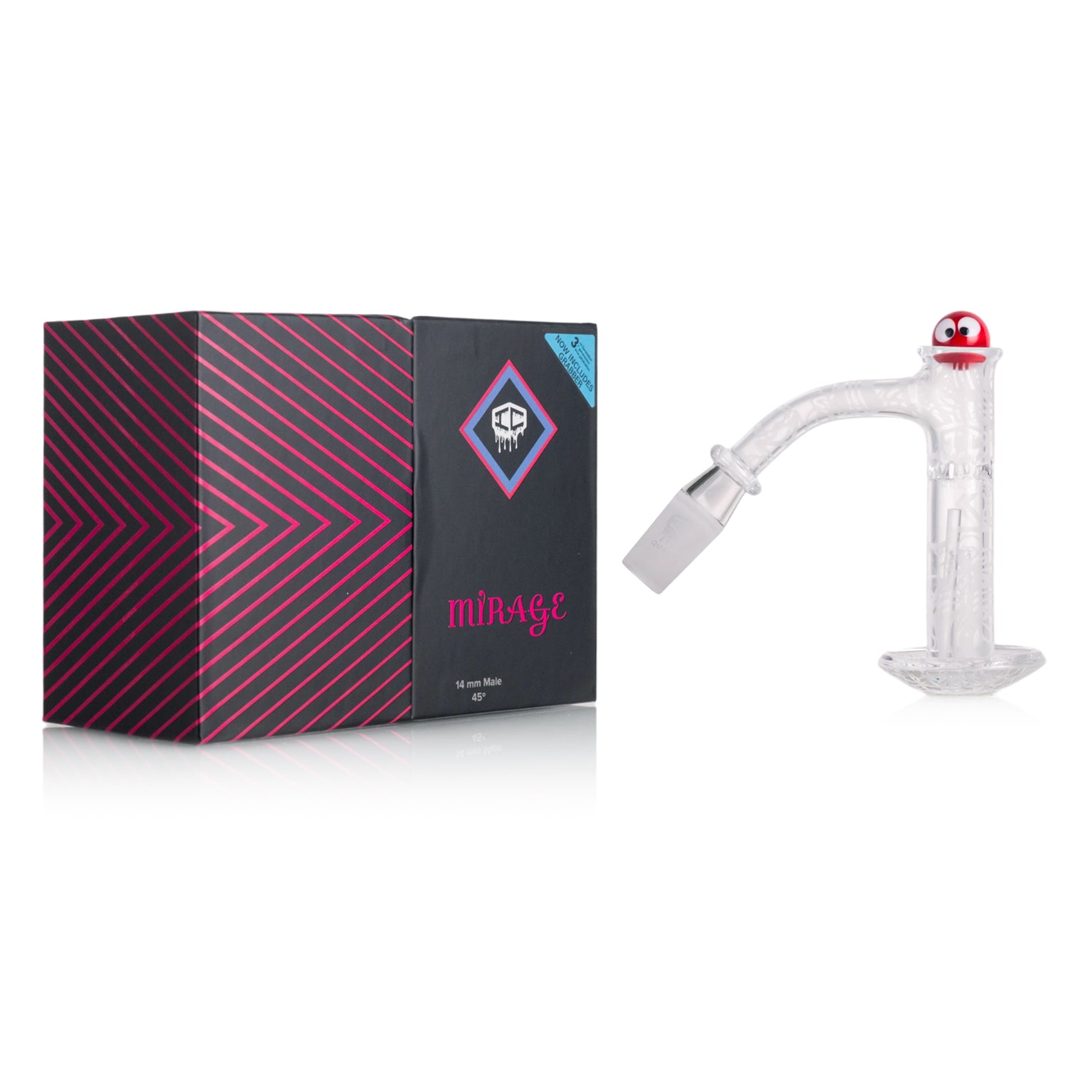 IC Quartz - Mirage | 14MM 45D | Fully Frosted Banger | Includes Carb Cap, Terp balls | 5 Colors