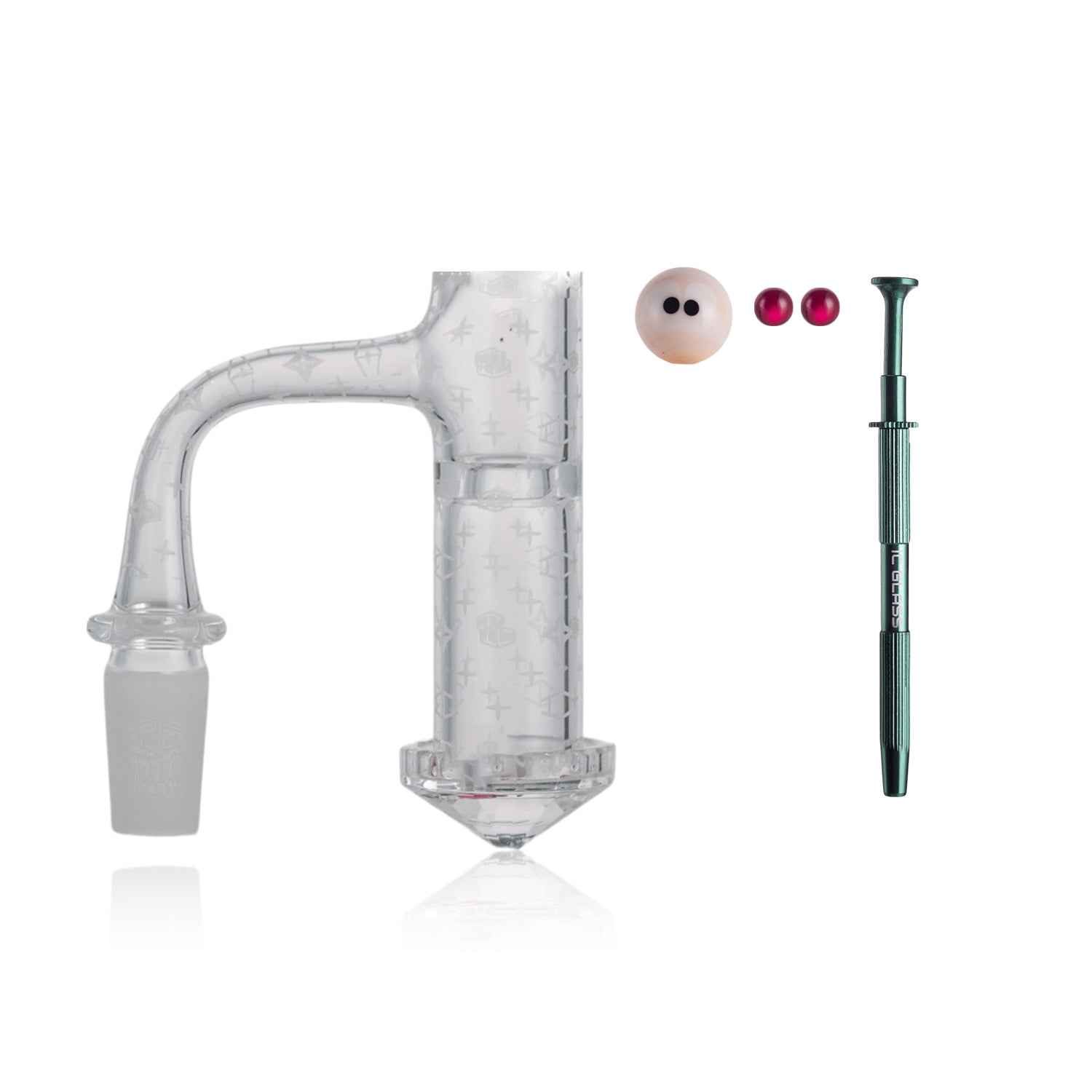 IC Quartz - Radiant | 14mm 90° Banger | Includes Terp Ball Grabber, Carb Cap & Terp Balls | 5 Colors