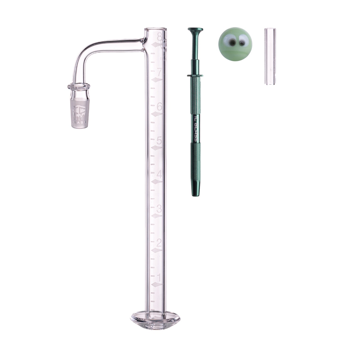 IC Glass - Challenge | 8-Inch Long with Cleaning Brush | 14mm 90D Quartz Banger | 6 Colors