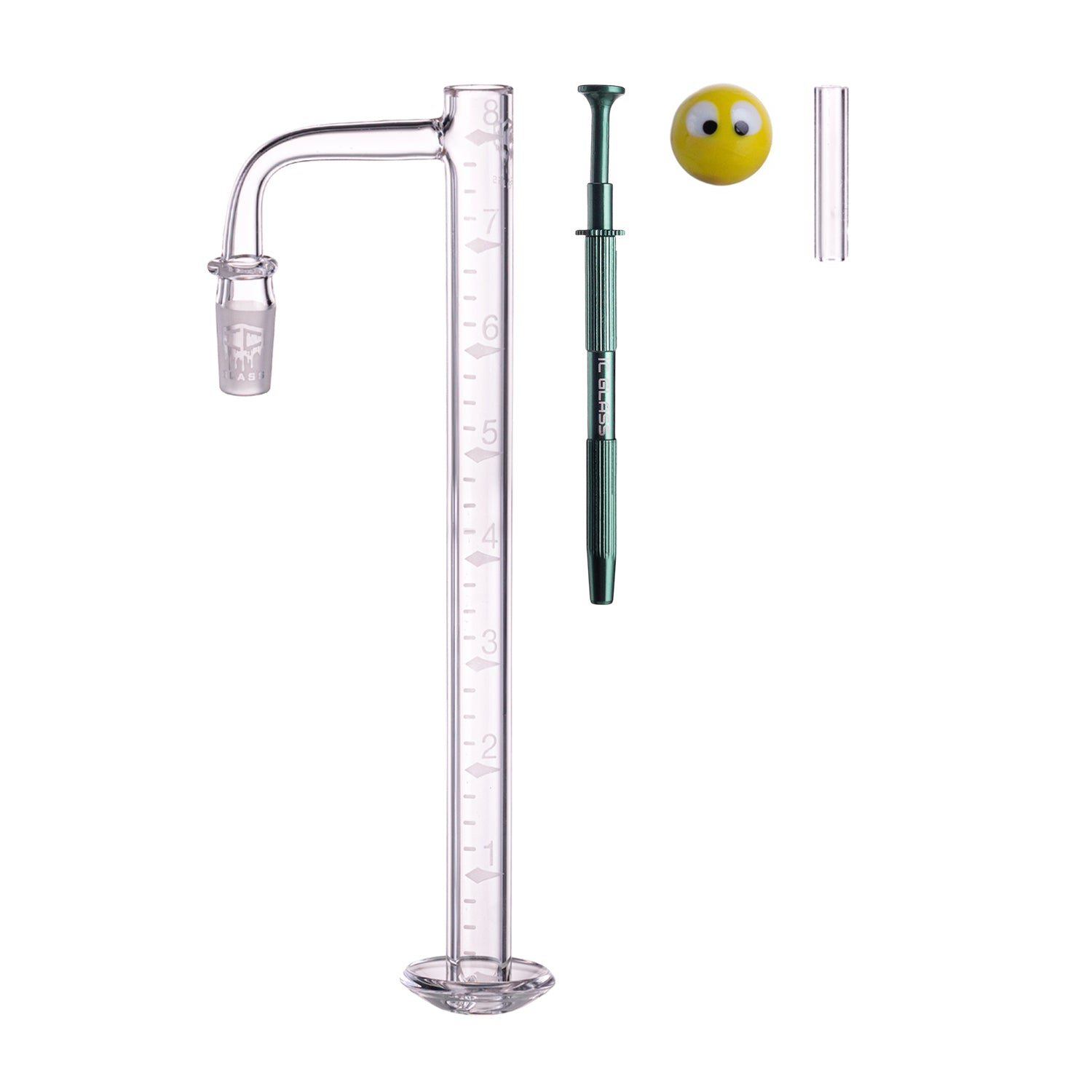 IC Glass - Challenge | 8-Inch Long with Cleaning Brush | 14mm 90D Quartz Banger | 6 Colors