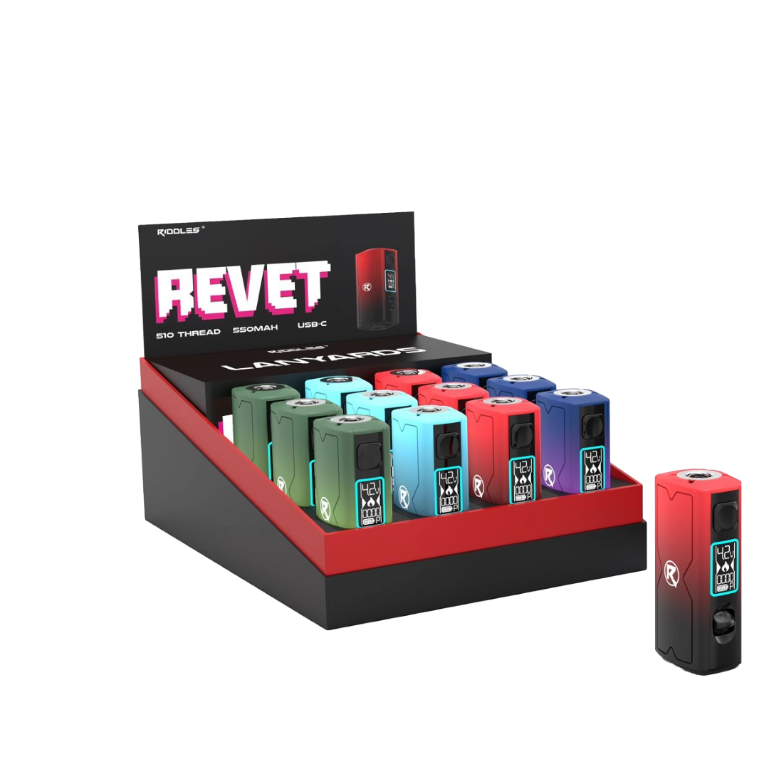 12-Pack Riddles REVET Rechargeable Vape Batteries