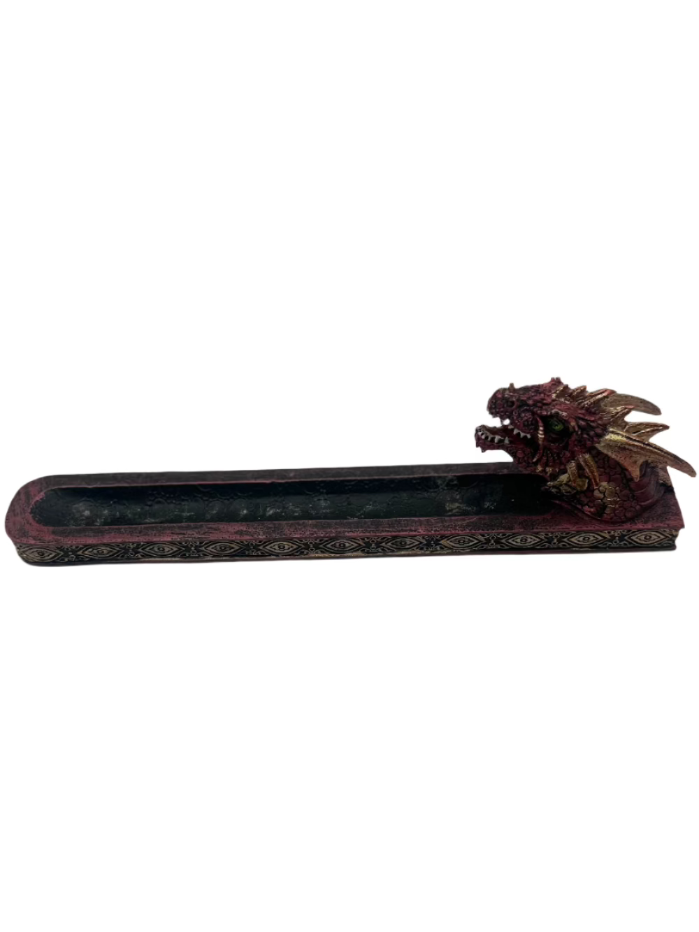 Buy 12.5" Red Dragon Head incense holders wholesale. Bold, fantasy-themed burner for smoke shops, gothic gift stores & metaphysical retailers. Eye-catching display item.