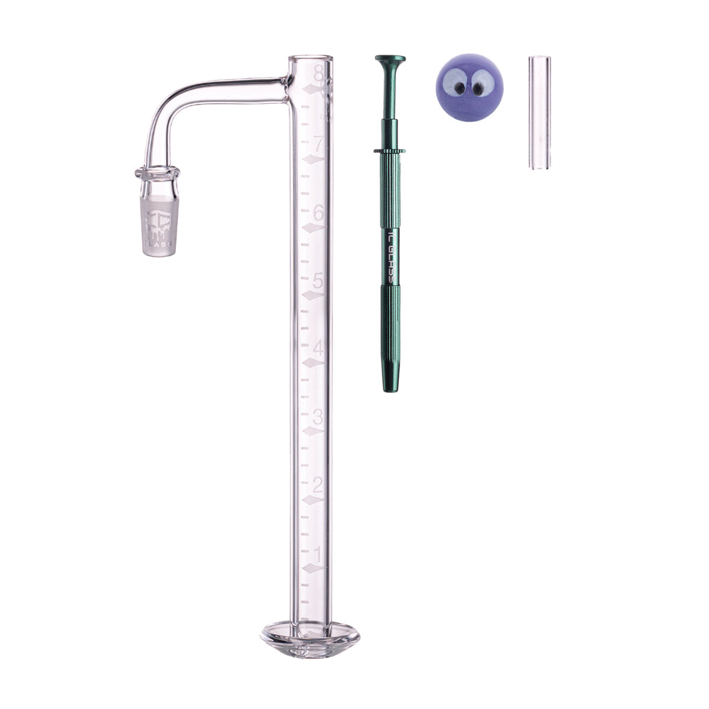 IC Glass - Challenge | 8-Inch Long with Cleaning Brush | 14mm 90D Quartz Banger | 6 Colors