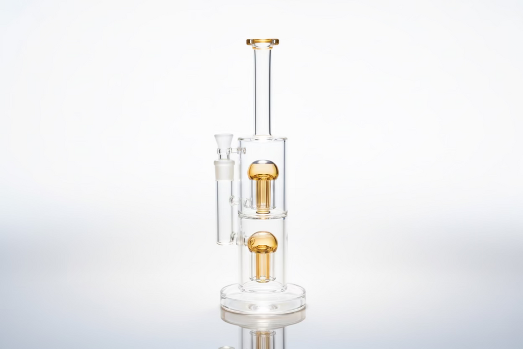 13-inch double chamber straight glass bong 