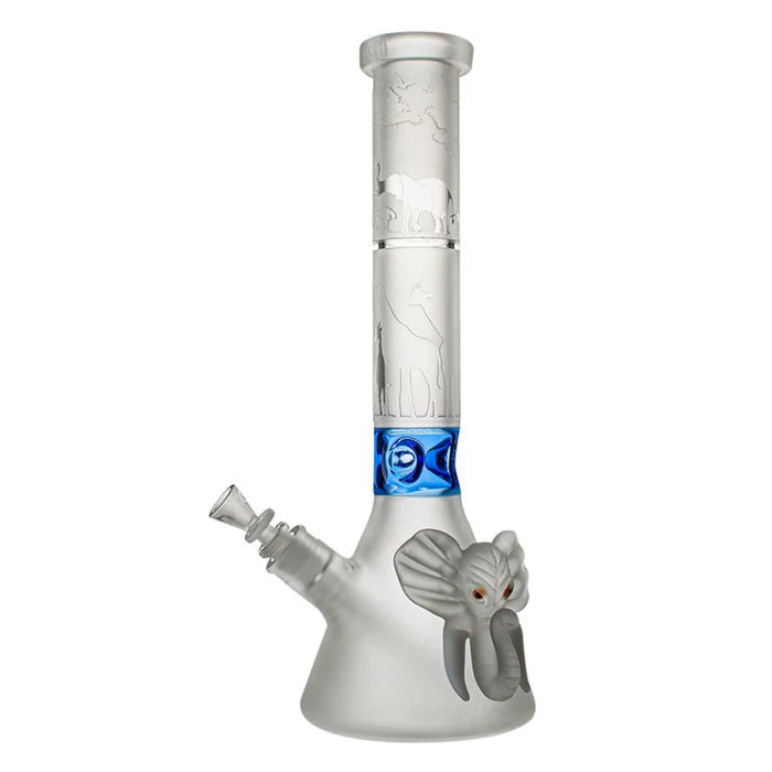 Cheech Glass 15.5" Sandblasted Elephant Beaker Bong – Blue | Wholesale Distributor Main image