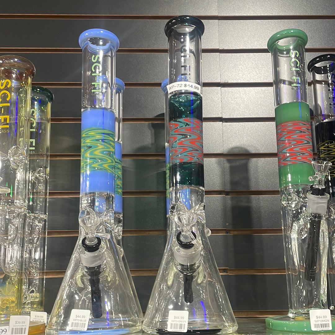 SCI-FI Glass | water pipe Beaker with Dual tone and Wig Wag design | 17" | WP72 Main image