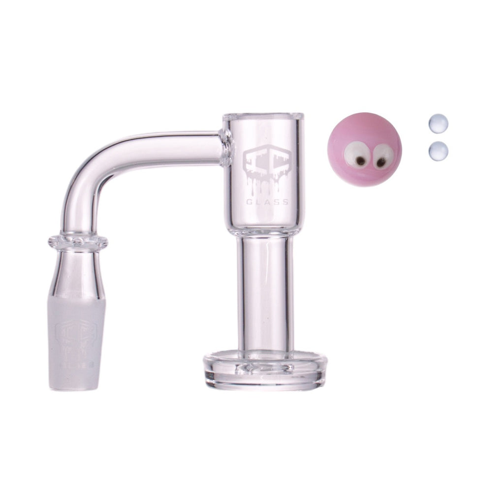IC Glass - Flett | 14mm 90D Quartz Banger | Includes Carb Cap, Terp Balls & Sticker | 5 Colors