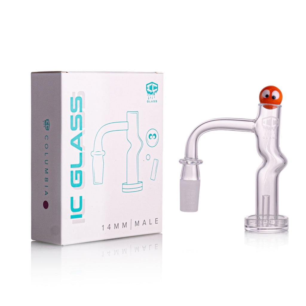 IC Glass - Columbia | 14mm 90D Quartz Banger | Includes Carb Cap, Terp Balls & Sticker | 5 Colors