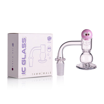 IC GLASS - ICE RIVER| 14mm Male 90D Banger| Includes Carb Cap, Terp Balls & Sticker | ICB1008