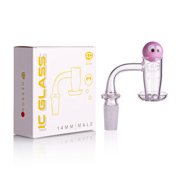IC GLASS - HERRON | 14mm Male 90D Banger| Includes Carb Cap, Terp Balls & Sticker | ICB1000