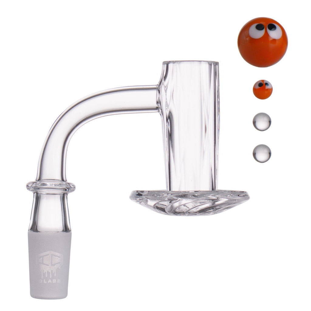 IC Glass - Carbon | 14mm 90D Quartz Banger | Includes Terp Ball Grabber  | 5 Colors
