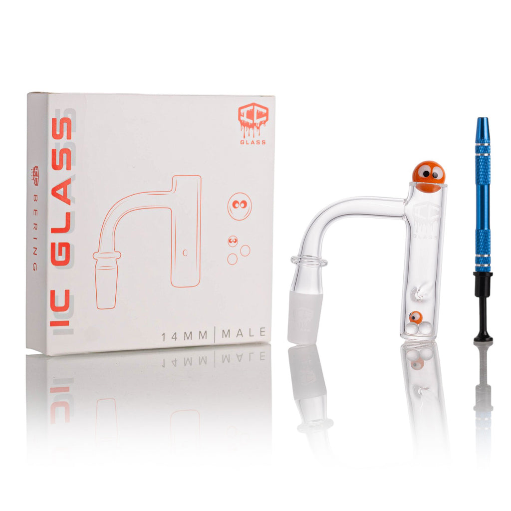 IC Glass - Bering | 14mm 90D Quartz Banger | Includes Carb Cap & Terp Balls | 5 Colors
