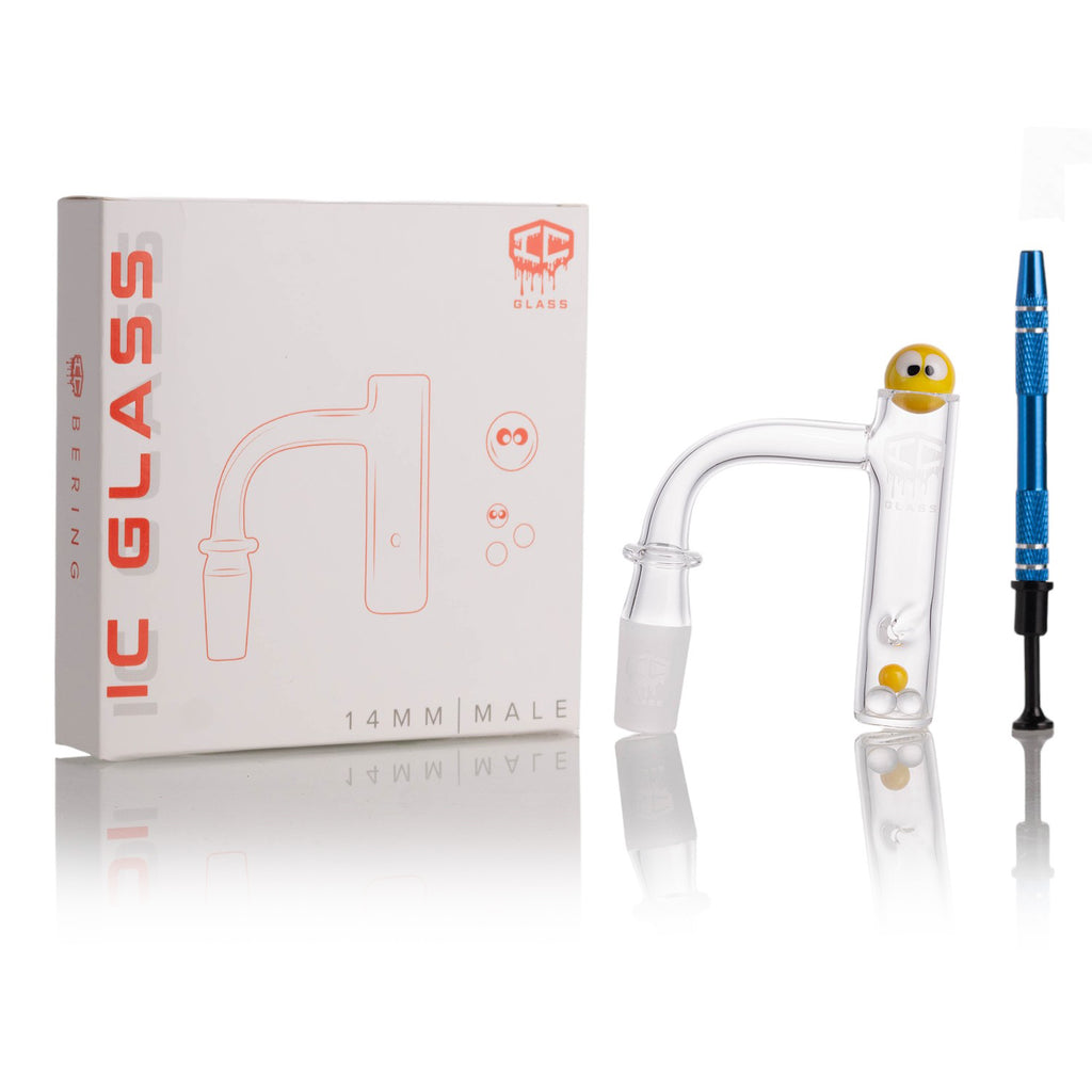 IC Glass - Bering | 14mm 90D Quartz Banger | Includes Carb Cap & Terp Balls | 5 Colors