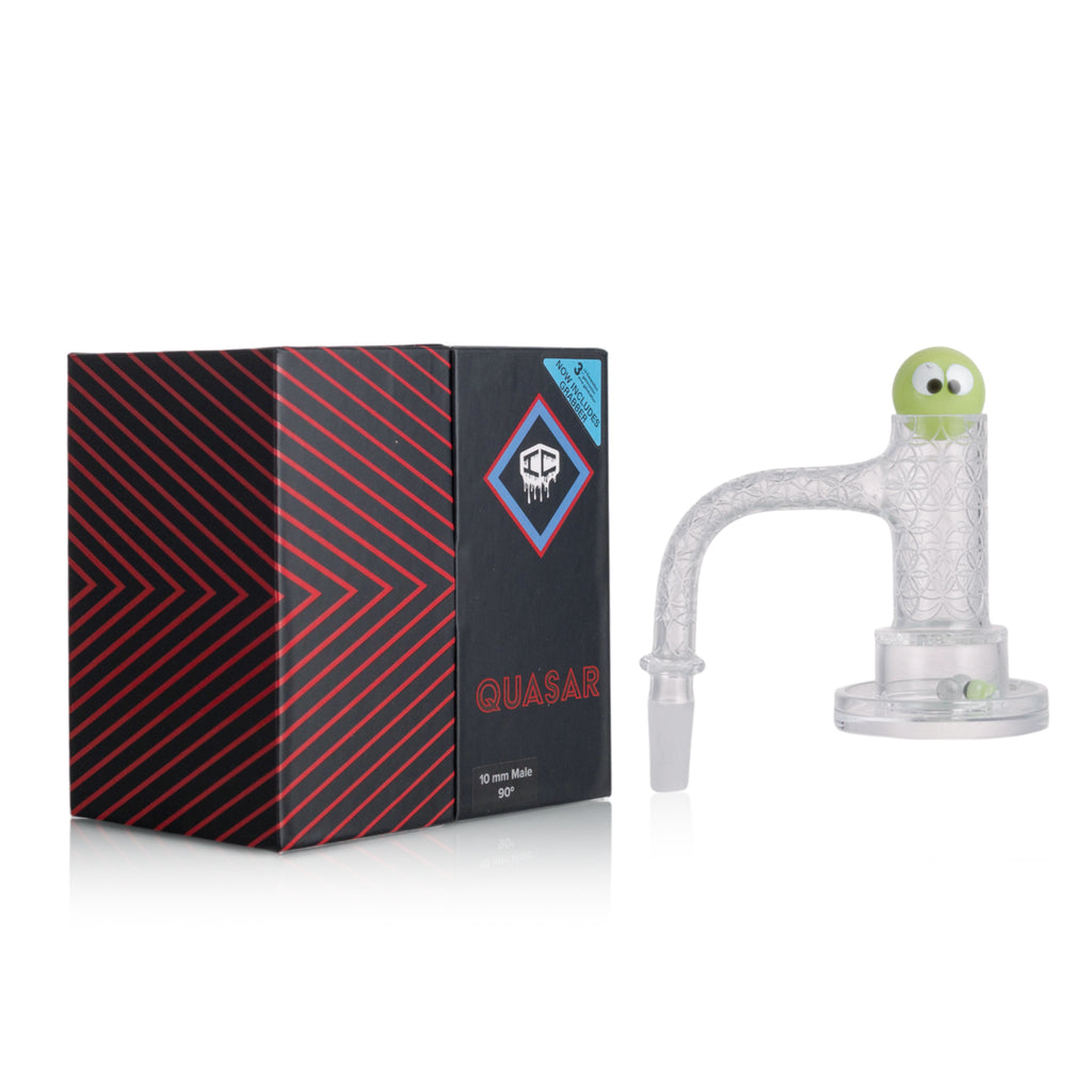 IC Quartz - Quasar 3rd Gen | 10mm 90° Banger | Includes Carb Cap, Terp balls | 5 Colors