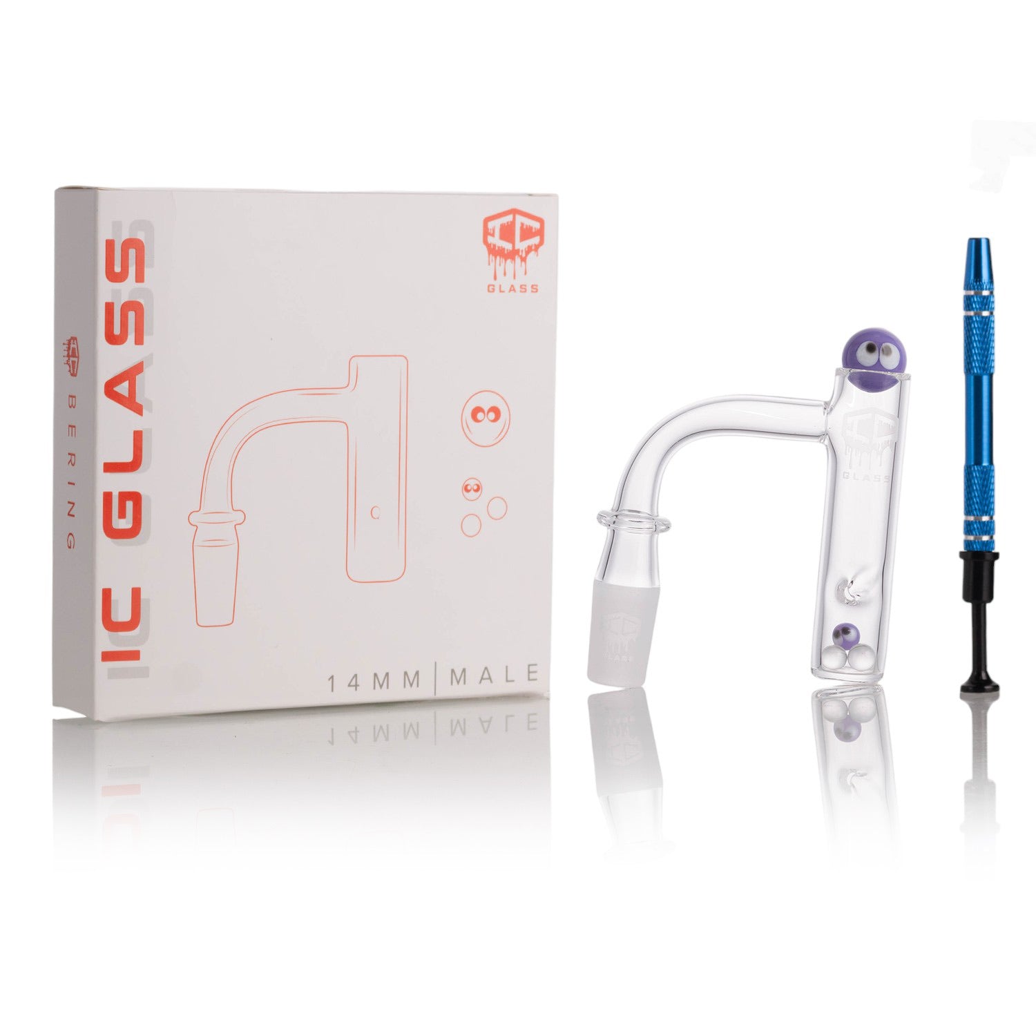 IC Glass - Bering | 14mm 90D Quartz Banger | Includes Carb Cap & Terp Balls | 5 Colors