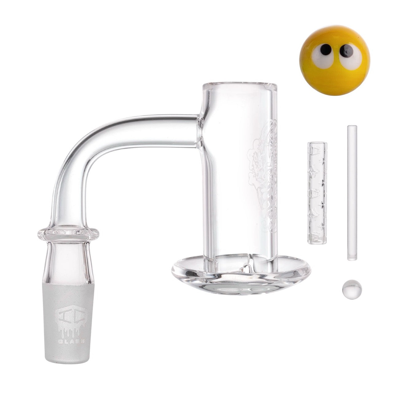 IC Glass - Tahoma Premium Quartz Banger  | 14MM 90D Quartz Banger | with Carb Cap & Terp Ball Grabber | 5 Colors