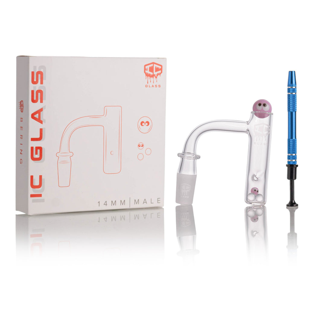 IC Glass - Bering | 14mm 90D Quartz Banger | Includes Carb Cap & Terp Balls | 5 Colors