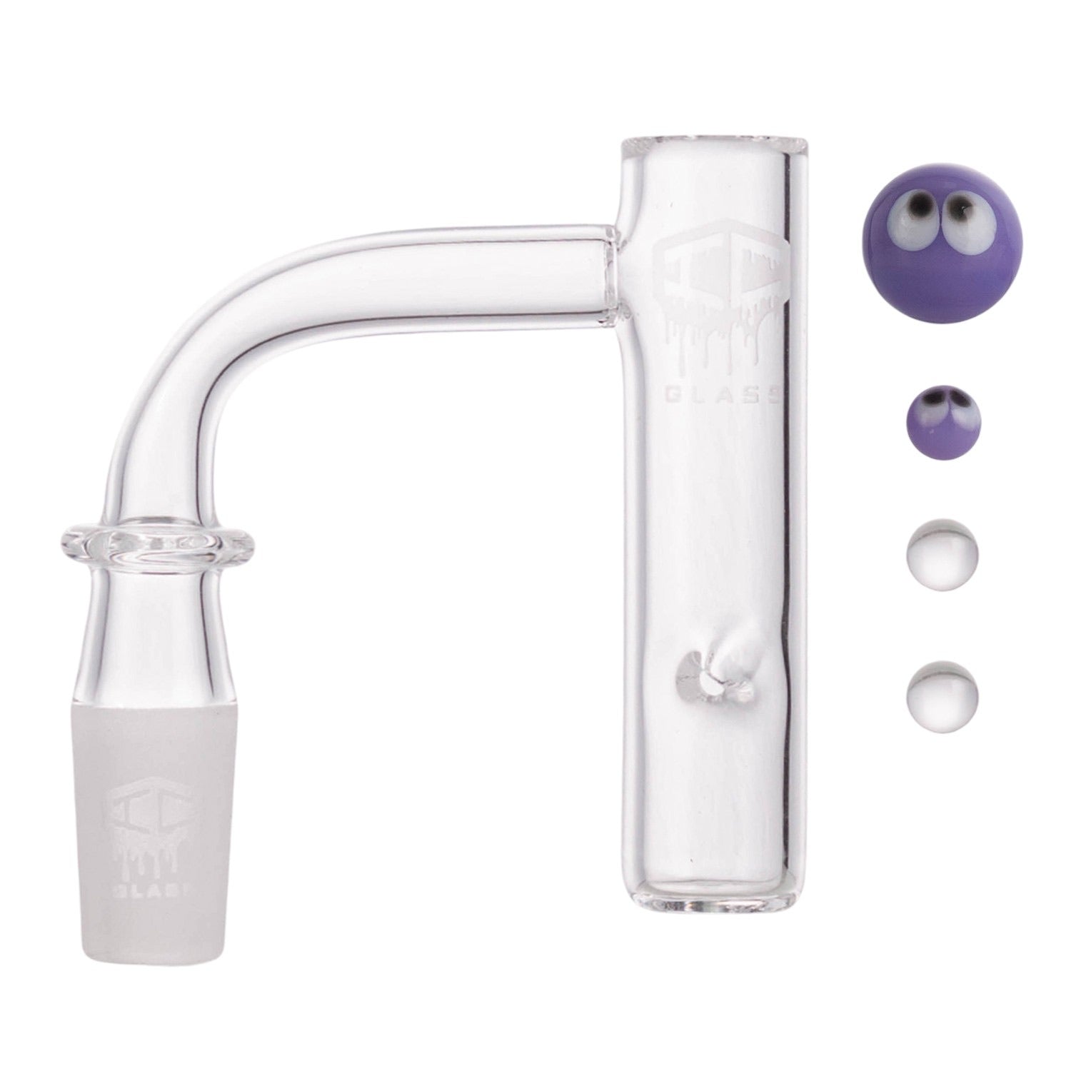 IC Glass - Bering | 14mm 90D Quartz Banger | Includes Carb Cap & Terp Balls | 5 Colors