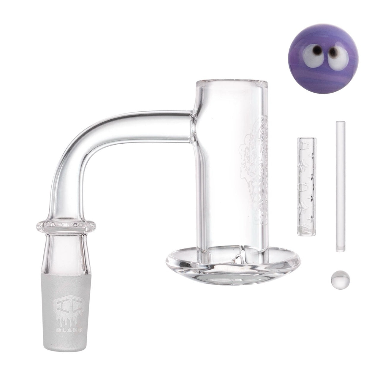 IC Glass - Tahoma Premium Quartz Banger  | 14MM 90D Quartz Banger | with Carb Cap & Terp Ball Grabber | 5 Colors