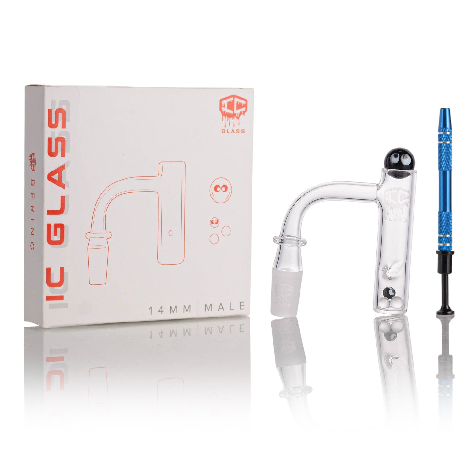 IC Glass - Bering | 14mm 90D Quartz Banger | Includes Carb Cap & Terp Balls | 5 Colors