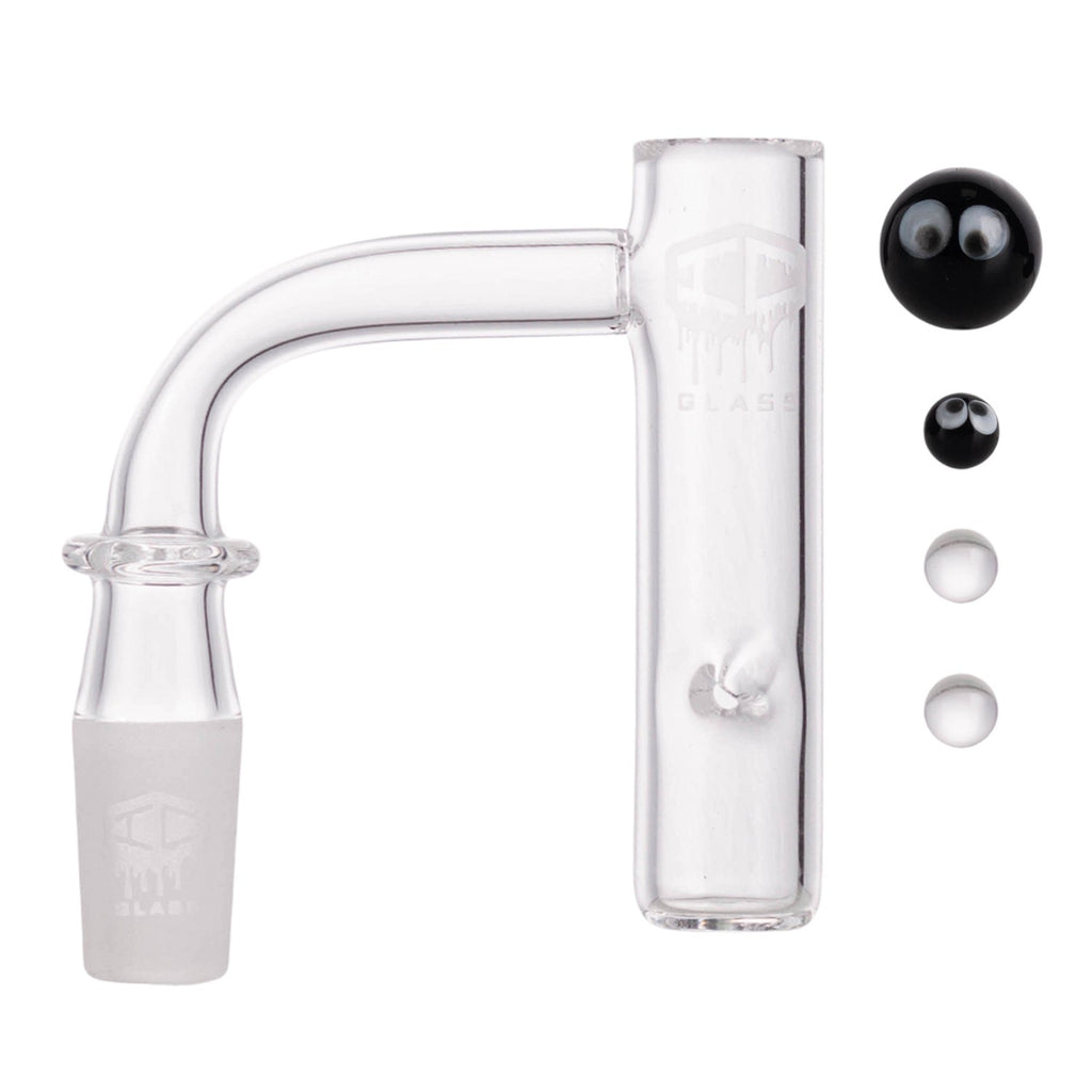 IC Glass - Bering | 14mm 90D Quartz Banger | Includes Carb Cap & Terp Balls | 5 Colors