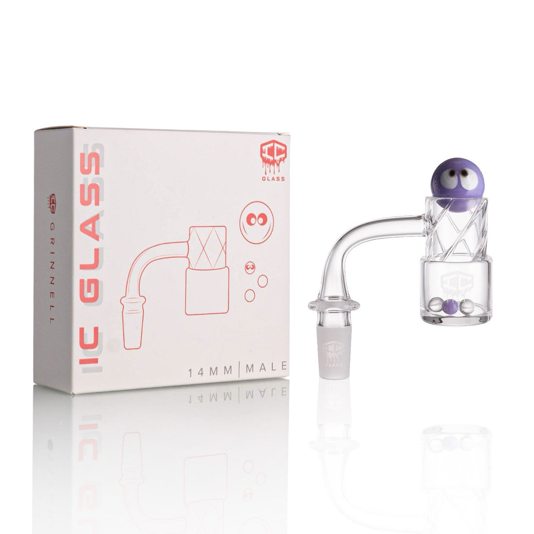 IC GLASS - GRINNELL 14MM 90D Premium Quartz Banger |Includes Terp Ball Grabber & Carb Cap