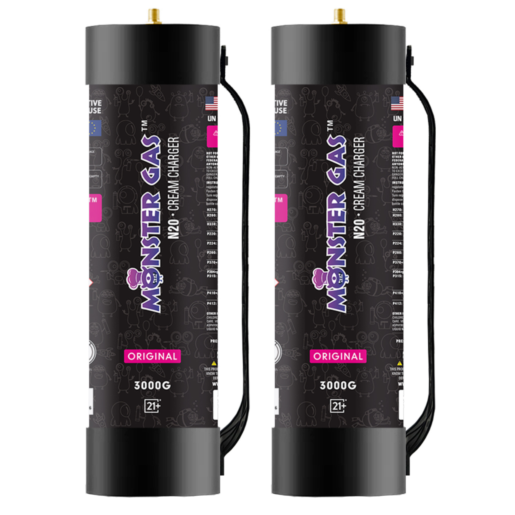 Monster 3000G Whipped Cream Chargers | FOOD-GRADE NITROUS OXIDE FOR FOOD| SINGLE TANK