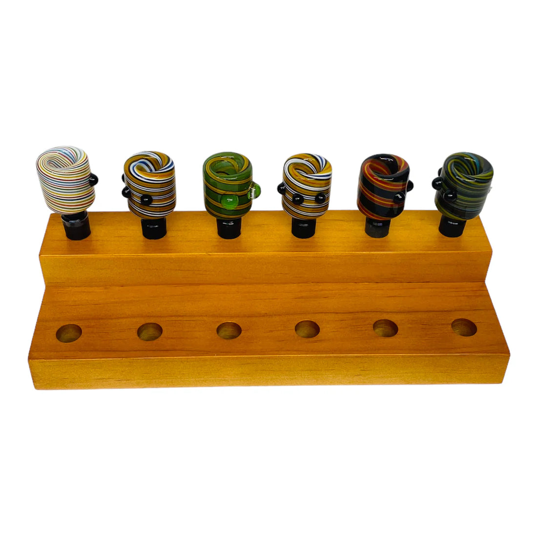 SPACEKING 12 Hole Wood Display Stand - Holds 14mm Bong Bowl Pieces| Quartz Bangers