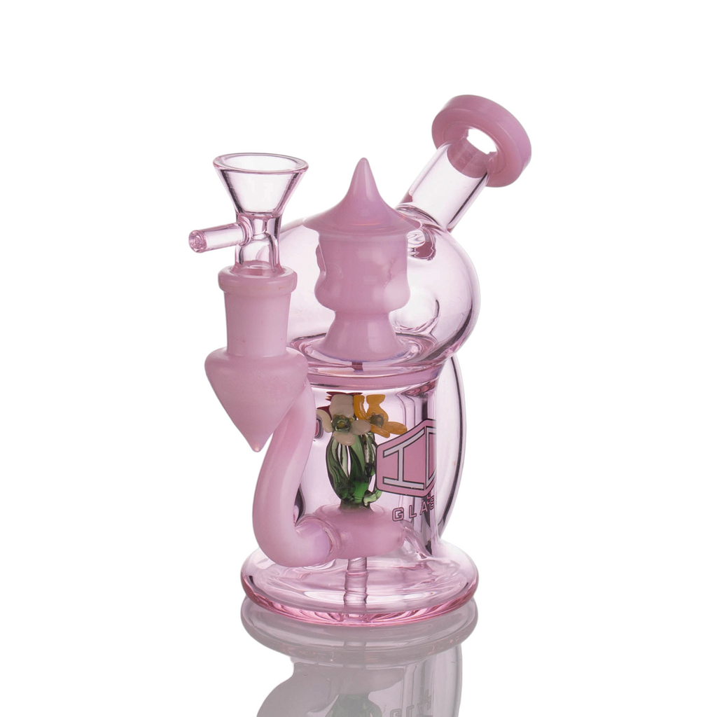 IC Glass 5.5 Inch Waterpipe with Flower Inside – Assorted Colors Wholesale Smoking Accessories