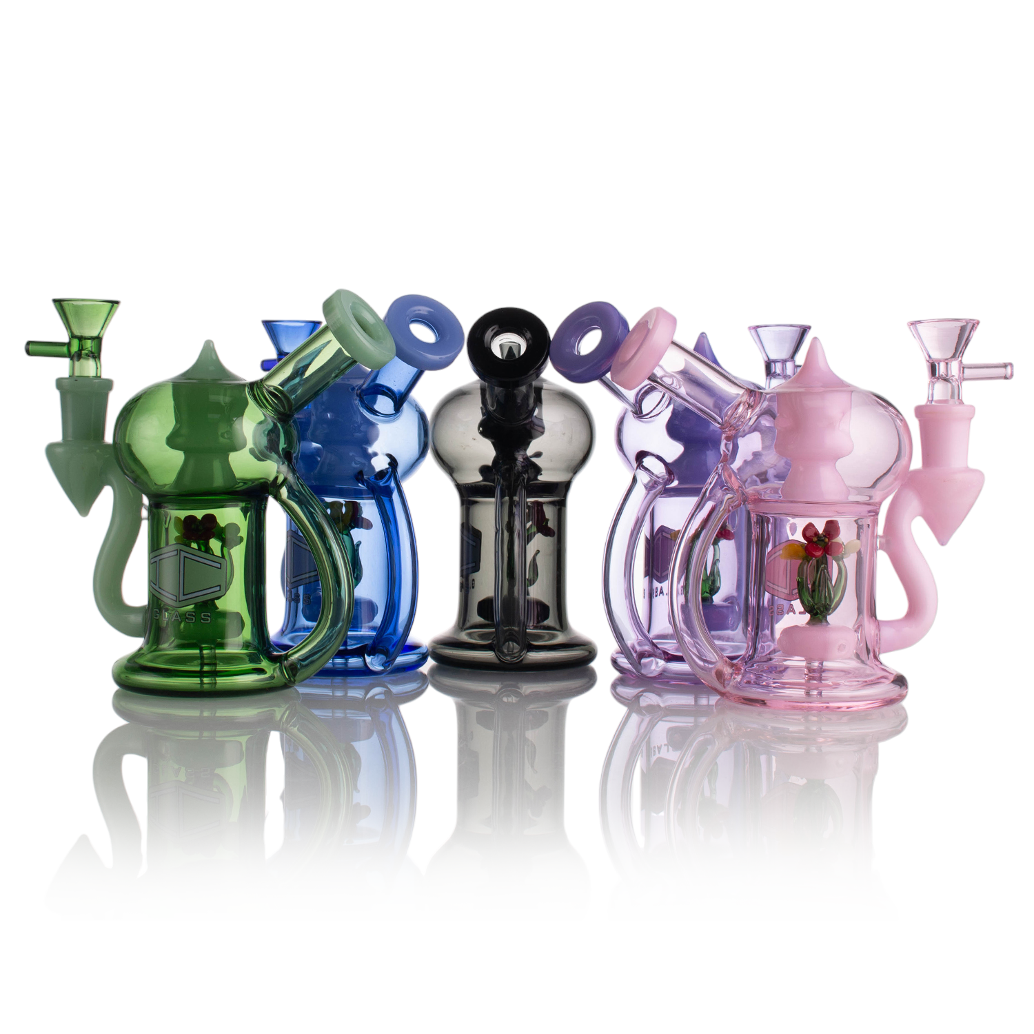 IC Glass 5.5 Inch Waterpipe with Flower Inside – Assorted Colors Wholesale Smoking Accessories Main image