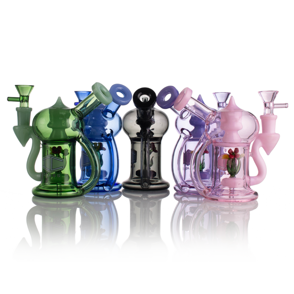 IC Glass 5.5 Inch Waterpipe with Flower Inside – Assorted Colors Wholesale Smoking Accessories