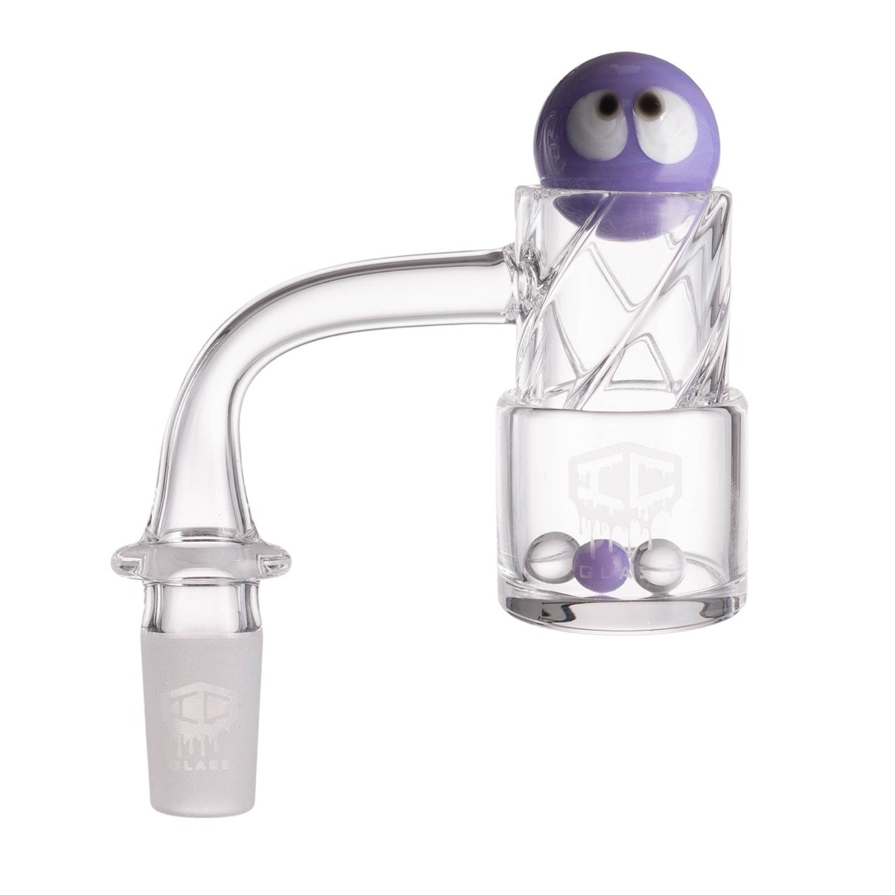 IC Glass - Grinnell | 14mm 90D Quartz Banger | Includes Terp Ball Grabber & Carb Cap | 5 Colors