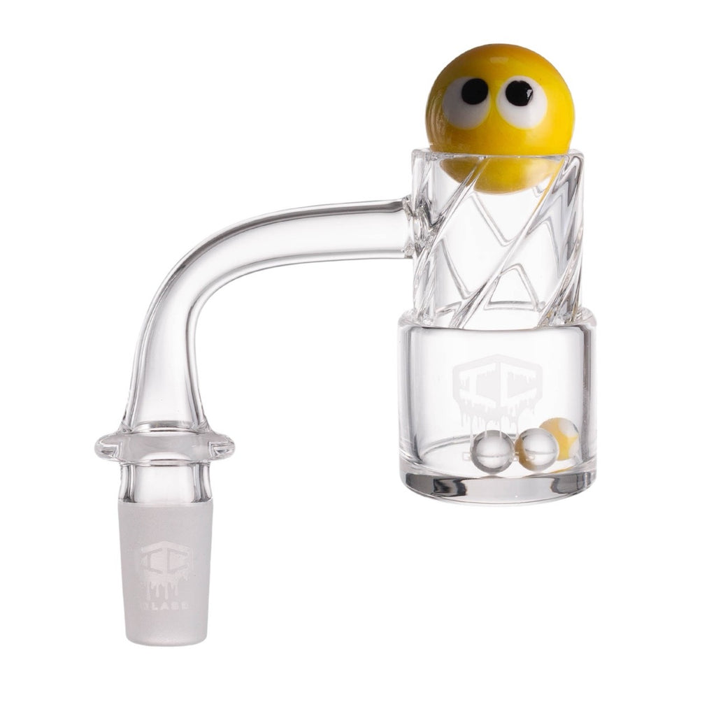 IC Glass - Grinnell | 14mm 90D Quartz Banger | Includes Terp Ball Grabber & Carb Cap | 5 Colors