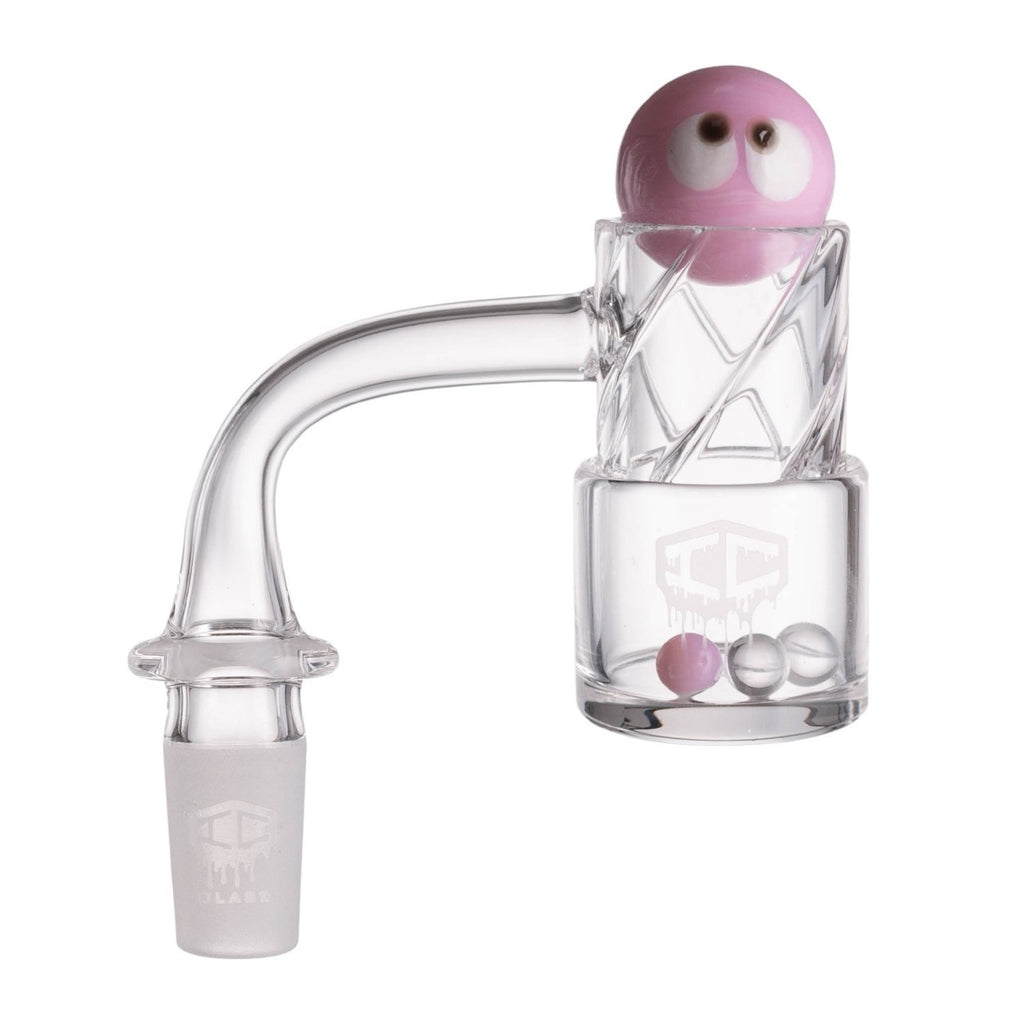 IC Glass - Grinnell | 14mm 90D Quartz Banger | Includes Terp Ball Grabber & Carb Cap | 5 Colors