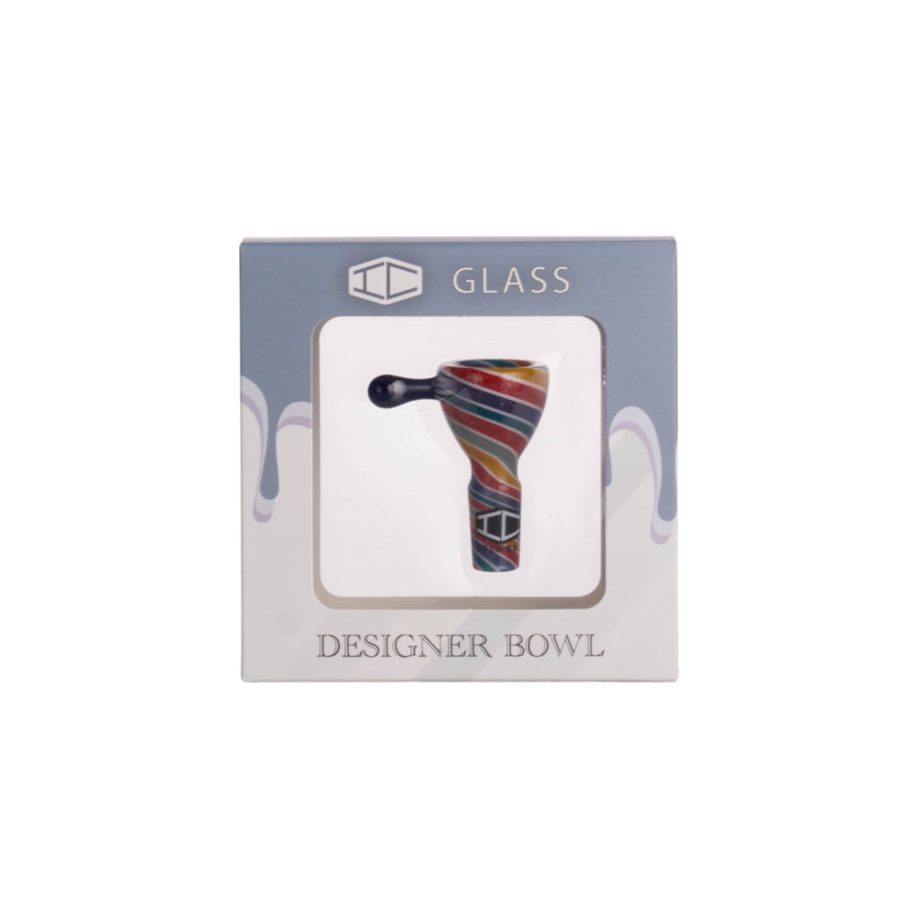 IC GLASS- Designer bowl piece with spiral colors | 8pc per Display | 2" |