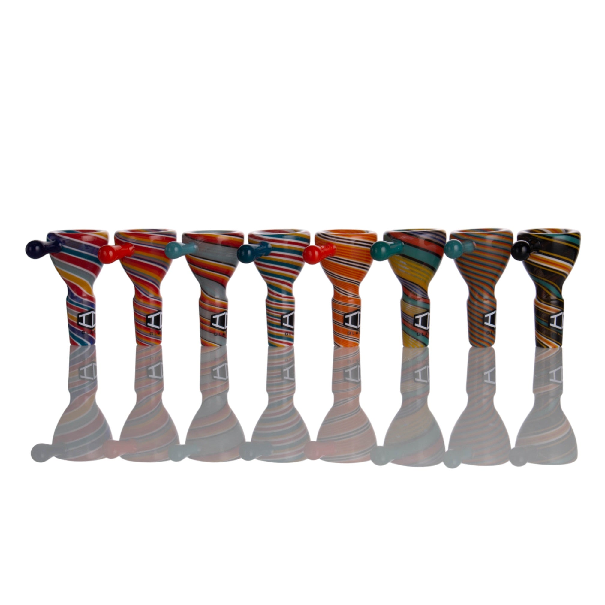 IC GLASS- Designer bowl piece with spiral colors | 8pc per Display | 2" |