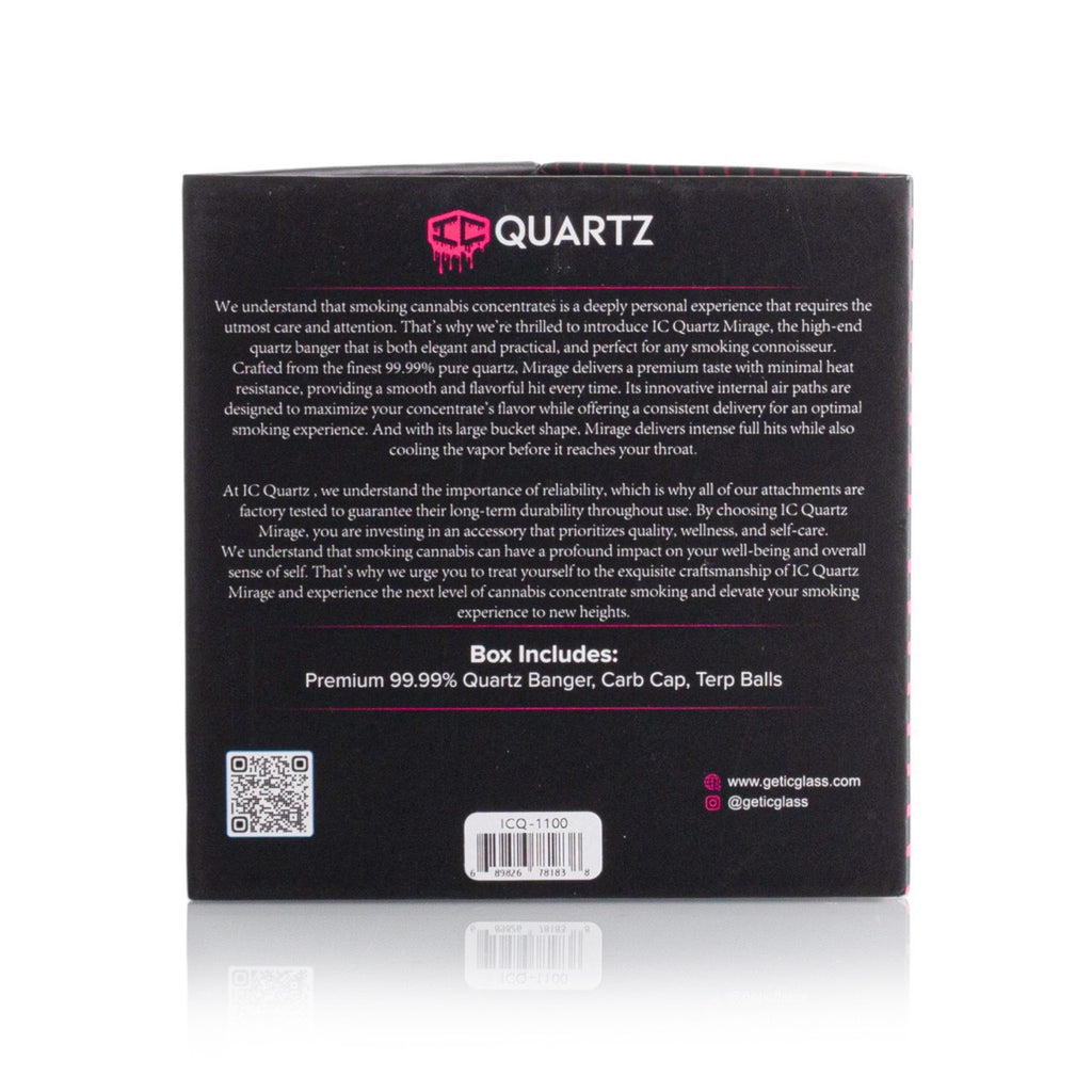 IC Quartz - Mirage | 14mm 90D Fully frosted Banger | Includes Carb Cap, Terp balls | 5 Colors